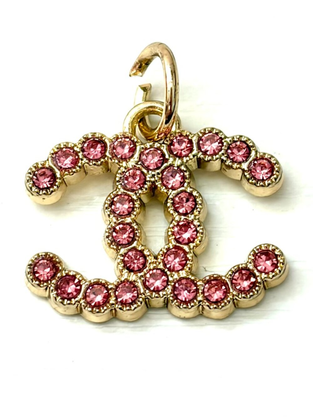 Regular Sized Chanel CC Pink Rhinestone Charm Pendant
